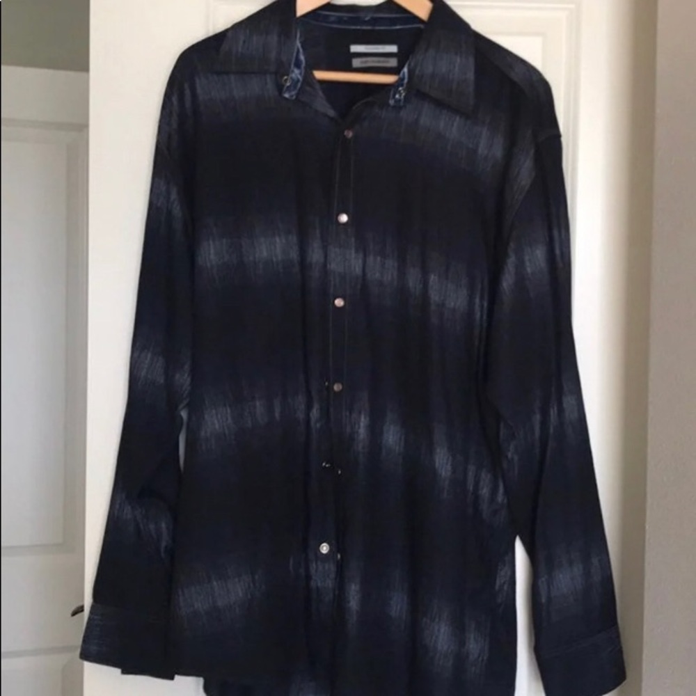 Johnston & Murphy Mens denim snap button down XL